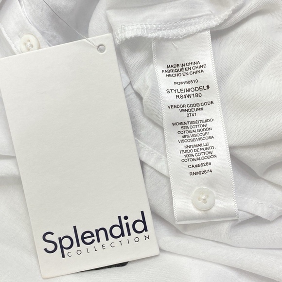 Splendid Women's Paloma White Blouse Medium High Low Cotton - Picture 6 of 9